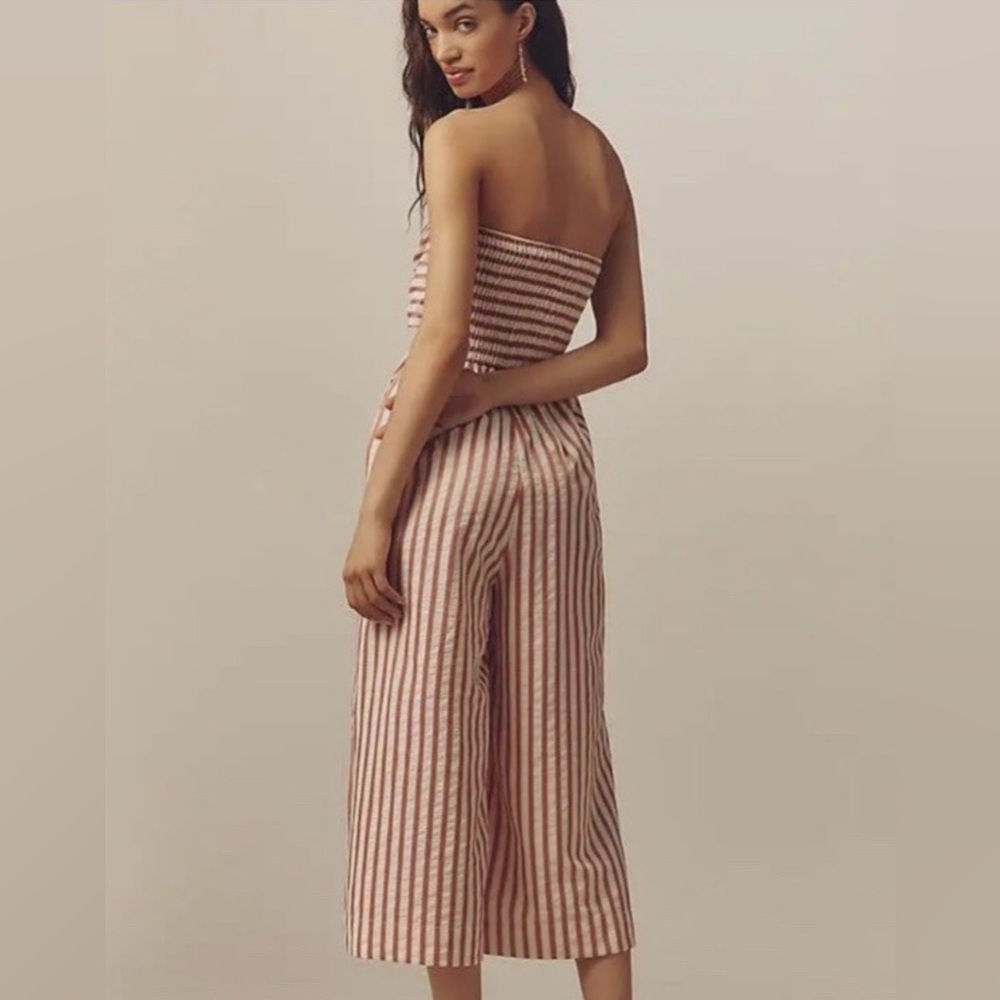 Bishop + Young Elva Strapless Tie Front Jumpsuit Pink Stripe M NWT - Picture 3 of 7